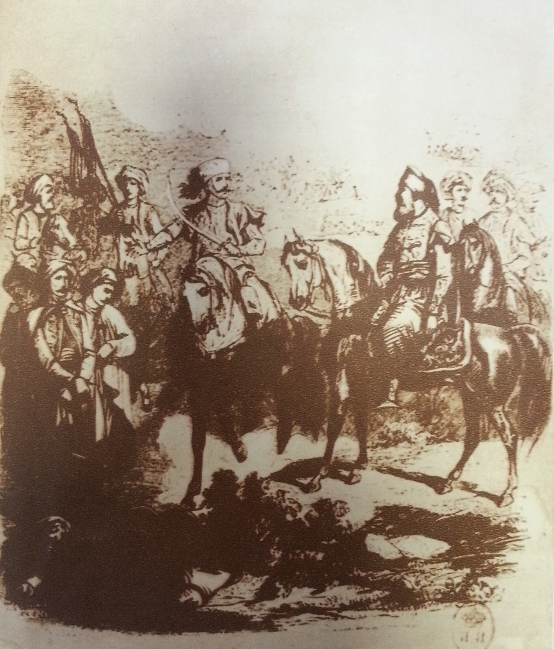 معركة نزيب 1839م وإبراهيم باشا في الميدان — مطبوعة تاريخية نُشرت في مطبوعات الهلال. ويكيميديا كومنز (Public Domain) · commons.wikimedia.org/wiki/File:Battle_of_Nezib,_Ibrahim_Pasha.jpg