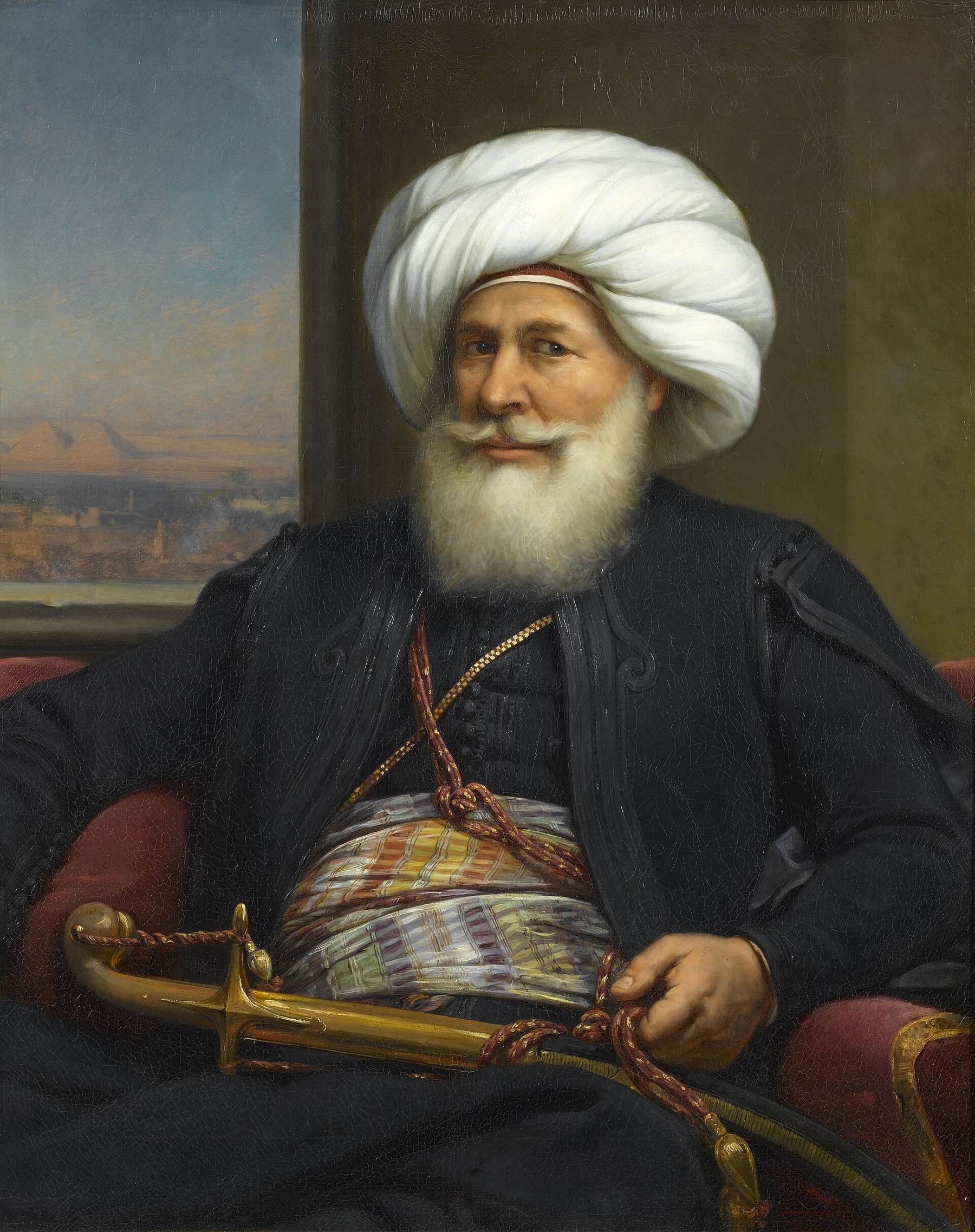 بورتريه محمد علي باشا بريشة أوغست كودير، 1841م. ويكيميديا كومنز (Public Domain) · commons.wikimedia.org/wiki/File:ModernEgypt,_Muhammad_Ali_by_Auguste_Couder,_BAP_17996.jpg